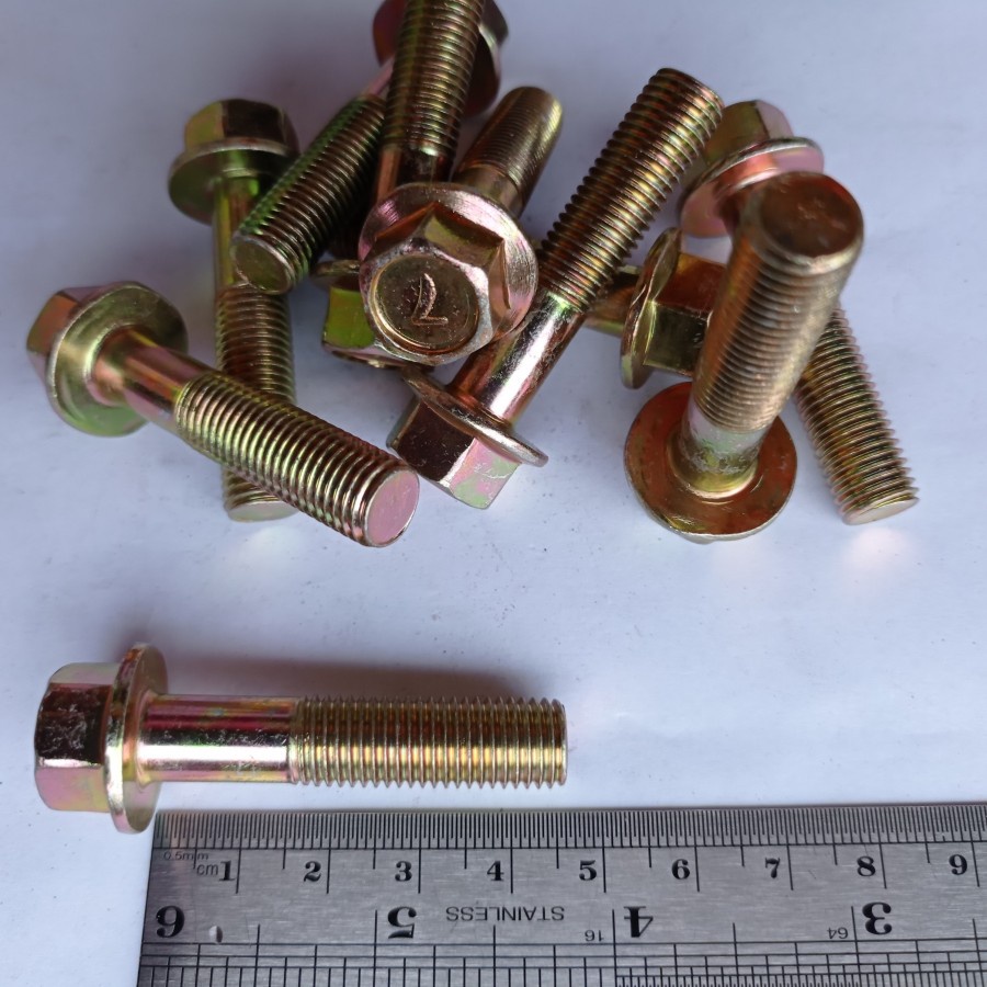 FLANGE BOLT M10 X 45 / BAUT TOPI M10 X 45 KUNING / FLANGE BOLT M10X45 KUNING / BAUT M10 / BAUT 14 KU
