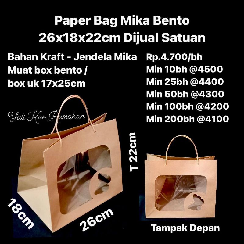 

Paper Bag Mika Bento 26x18x22cm Dijual Satuan