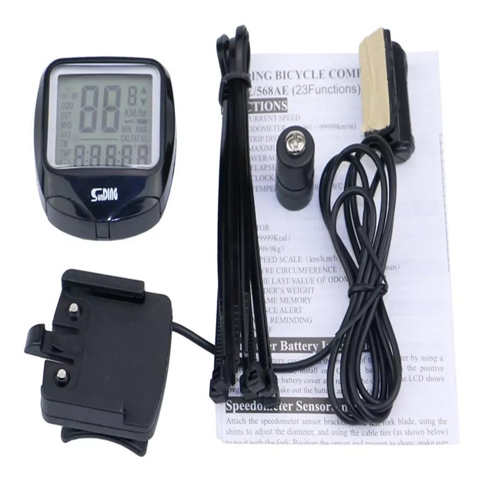 Speedometer Sepeda Wireless Kabel Odometer Watch LED Digital SD-568AE