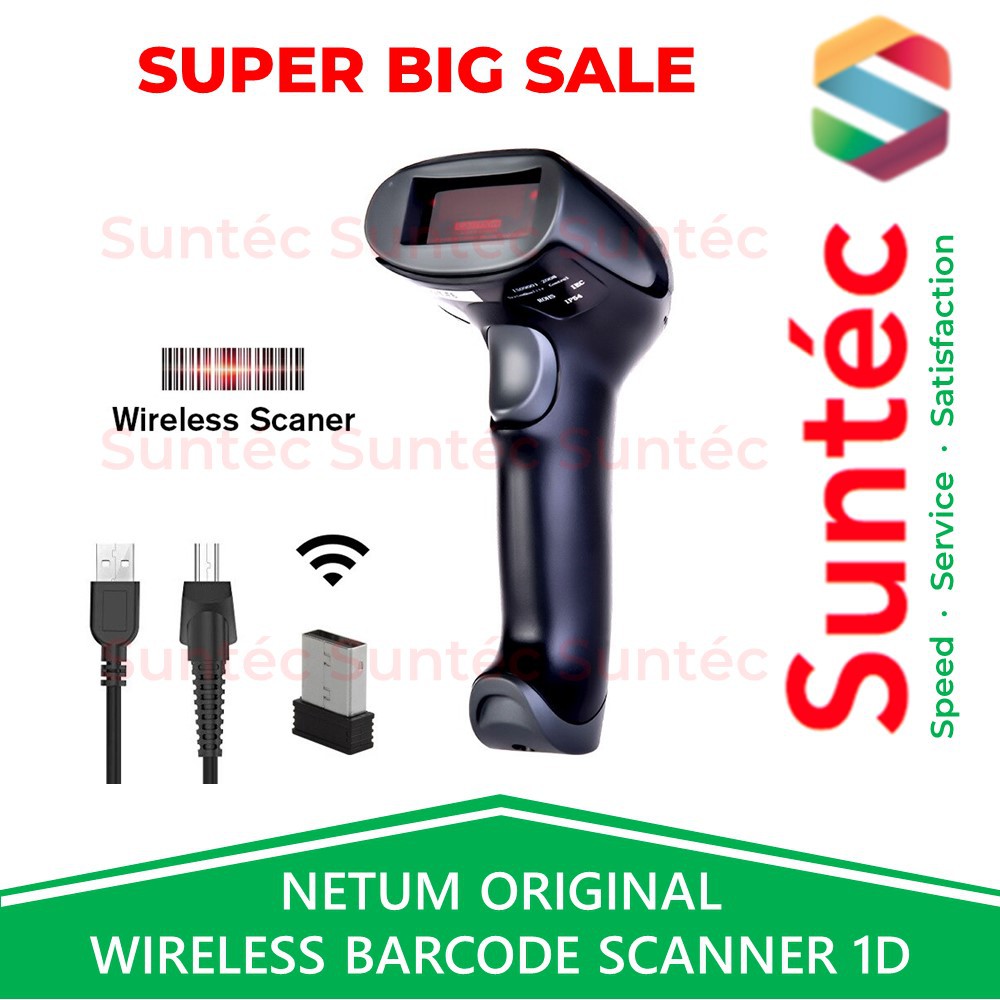 NETUM WIRELESS BARCODE SCANNER 1D AUTO-SCAN NEW MODEL F6 NT-2028