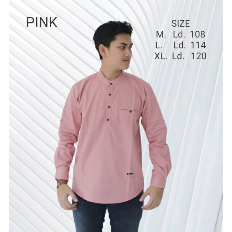 KEMEJA KOKO POLOS WARNA DUSTY PINK