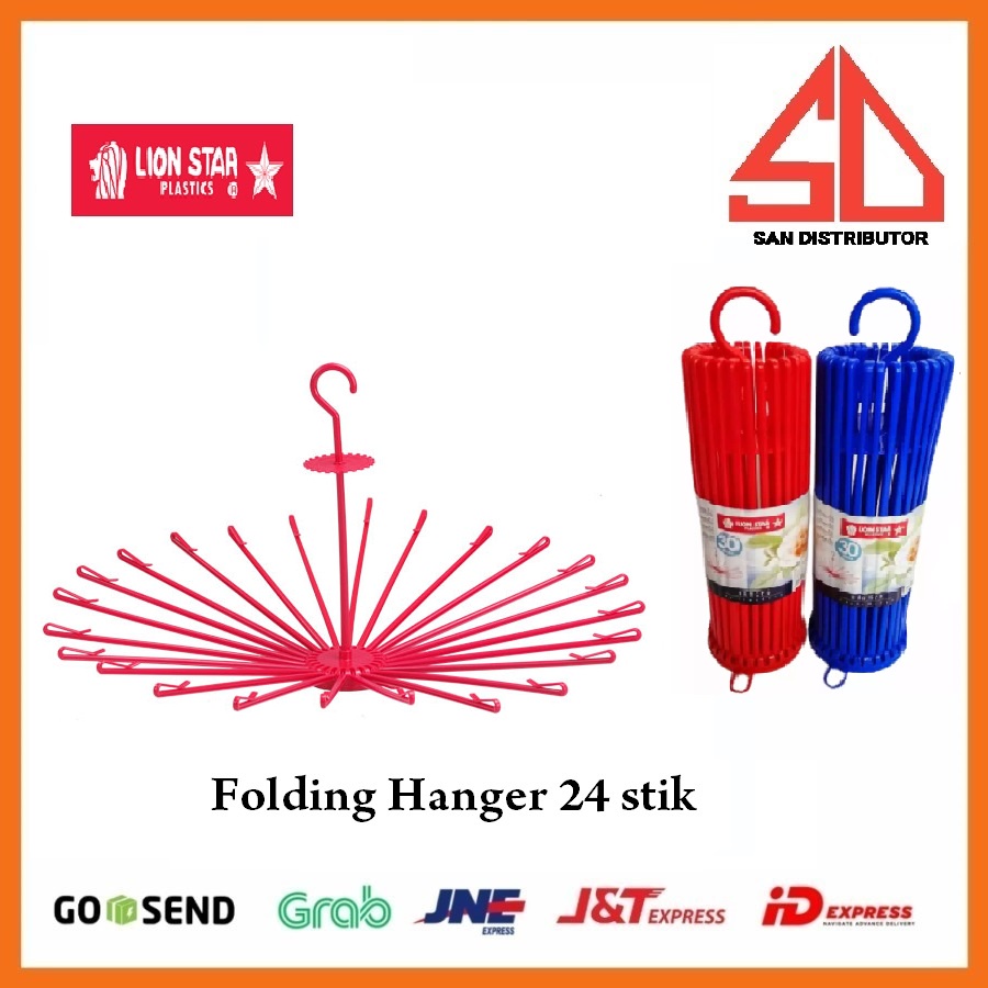 FOLDING HANGER 24 STIK LION STAR GB-22 / GANTUNGAN BAJU BABY BAYI  BULAT