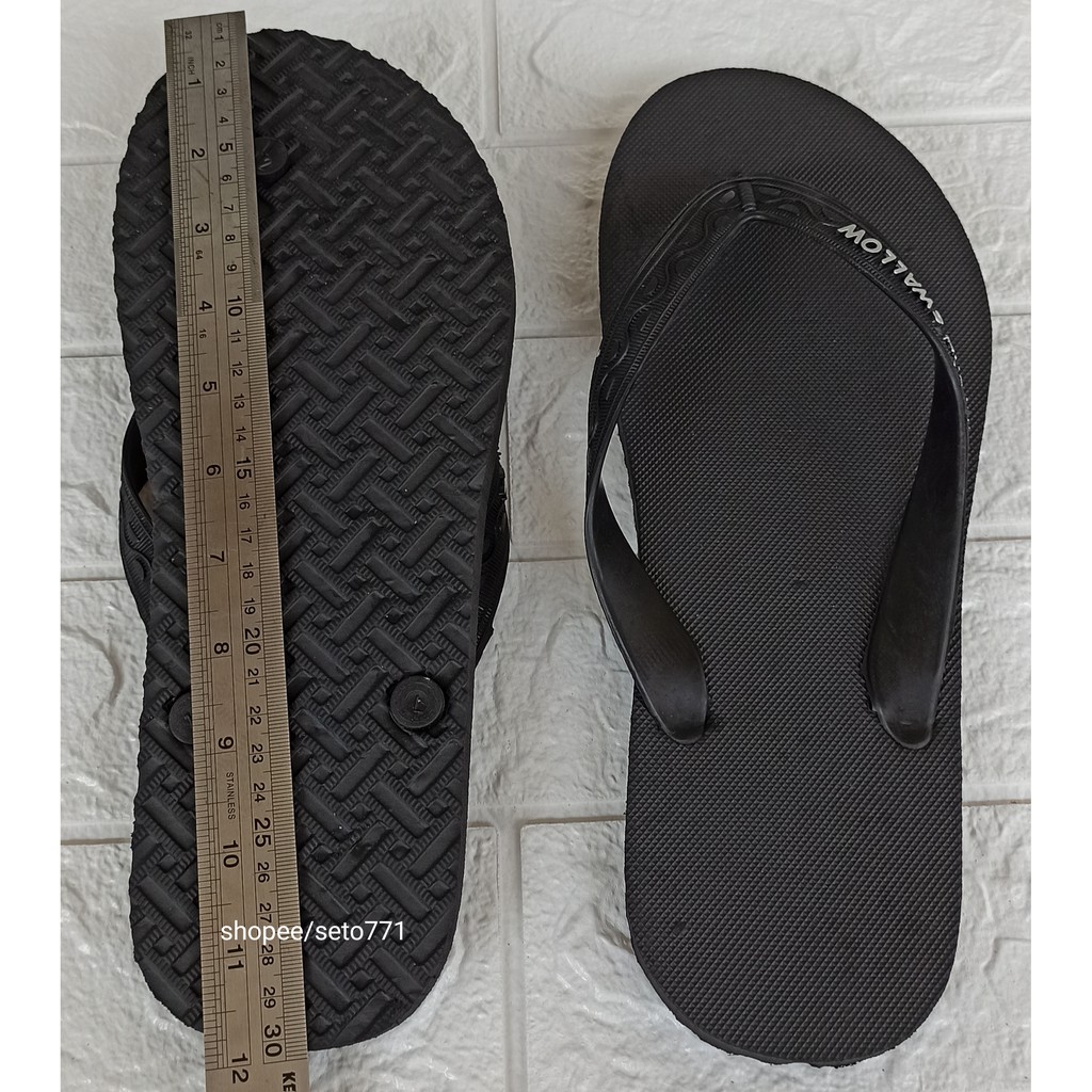 Sun Swallow Full Black 9 - 11  12 Sandal Jepit Sunswallow Hitam Ukuran Kecil Besar Jumbo Fullblack-Fullblack 12