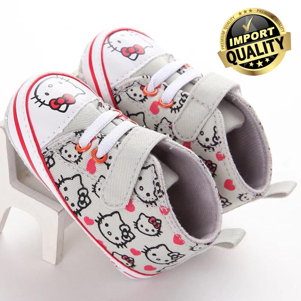 Sepatu Bayi Perempuan Import Premium Sepatu Baby Fashion Motif Hello Kitty Sepatu Prewalker Anak Bayi Kualitas Premium Import Usia 0 - 18 Bulan