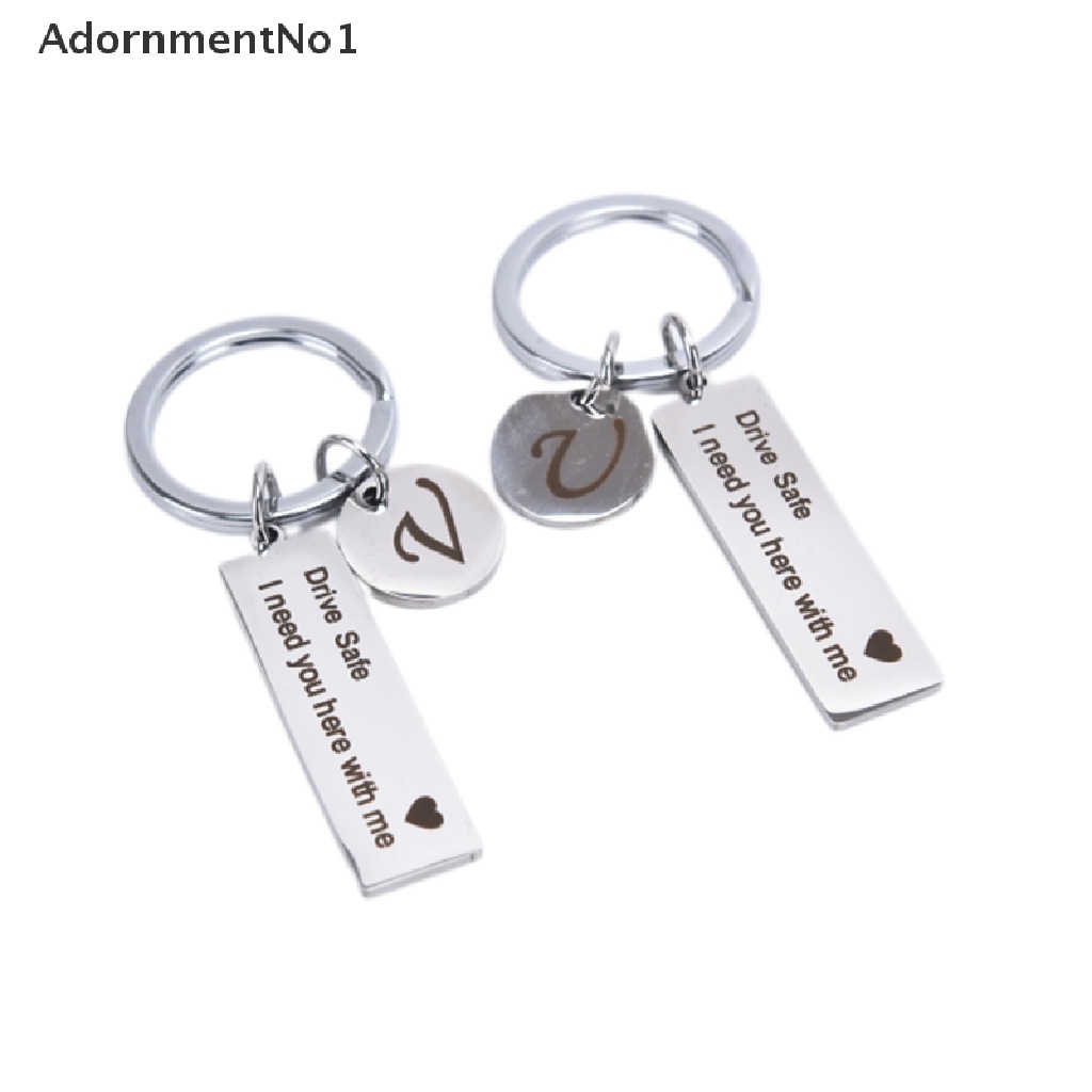 (AdornmentNo1) 1pc Gantungan Kunci Stainless Steel Motif Inisial Huruf Drive Safe