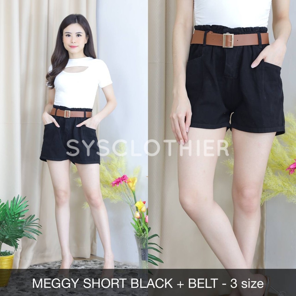 CELANA JEANS WANITA MEGGY SHORT + BELT (SZ 35-38 BELT HEART)