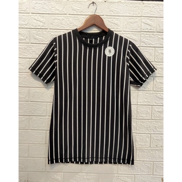 Hitam Putih Kaos Salur Kaos Belang Kaos Unisex Kaos Garis Kaos Stripe Vertical Kaos Pria