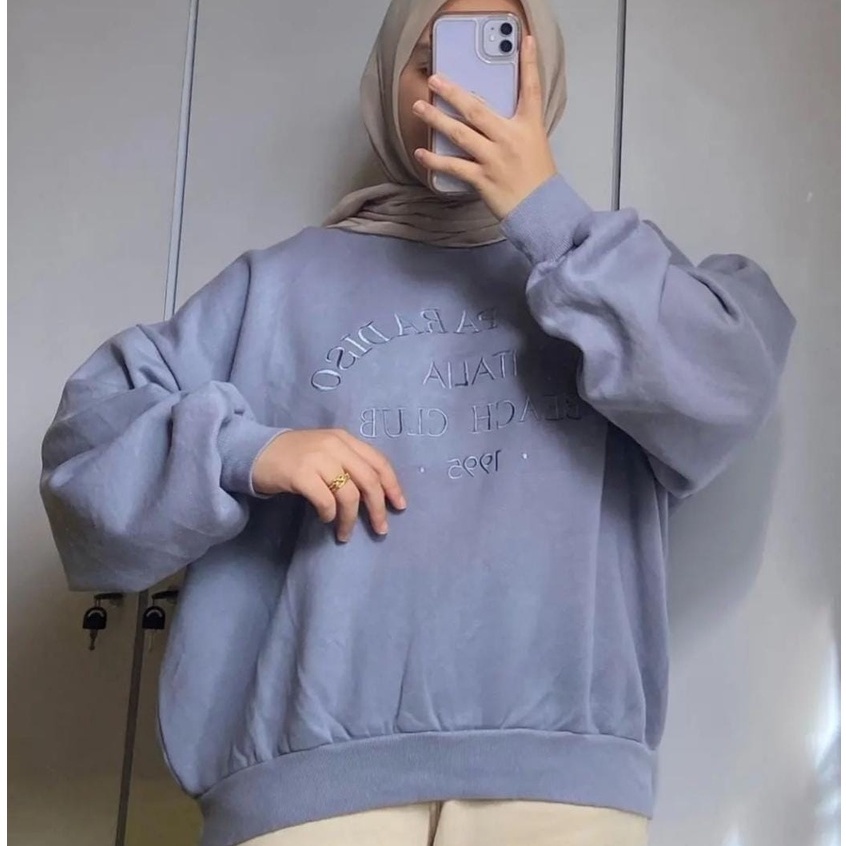 SAINT PARADISO ITALIA Sweater Crewneck Outfit sweatshirt Ootd Wanita Kekinian Oversize Sweeter Korean Style Switer Cewek Remaja Sweter Baju Atasan Bahan Fleece Tebal