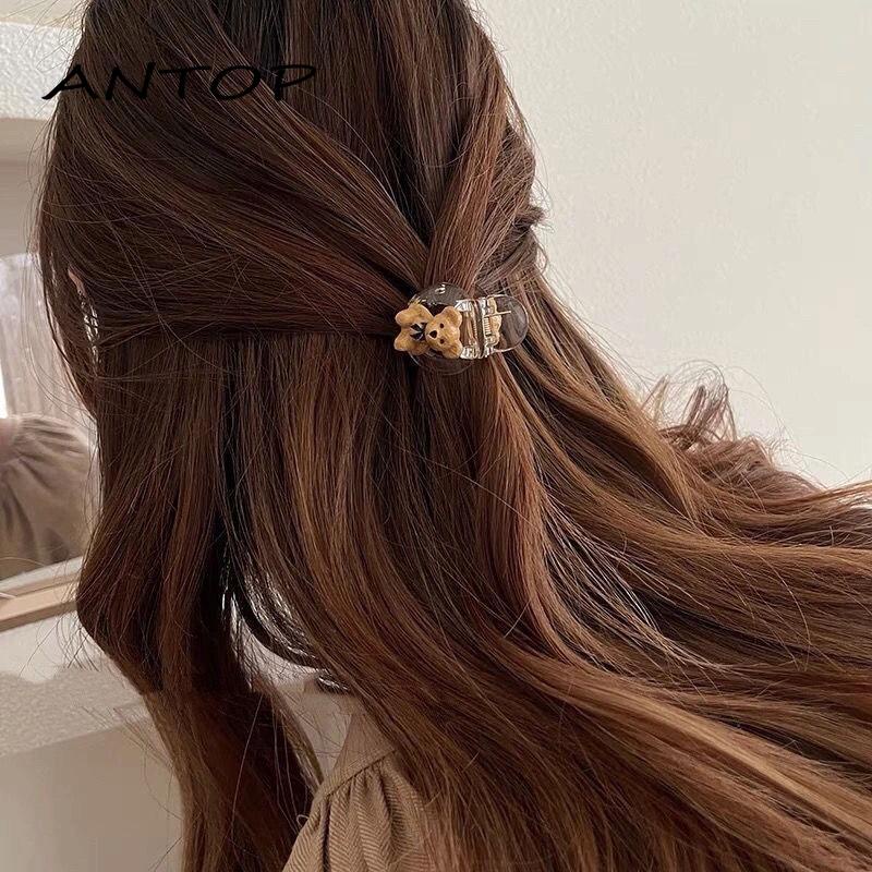 Retro Jepit Rambut 3D Double Little Bear Mini Acrylic Hair Claw Clips for Girls Kids Bobby Pin Small Hairpin ANTOP