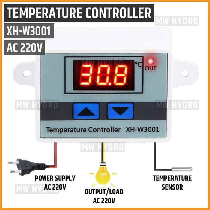 Digital Thermostat, Temperature Controller, XH-W3001, 220V AC