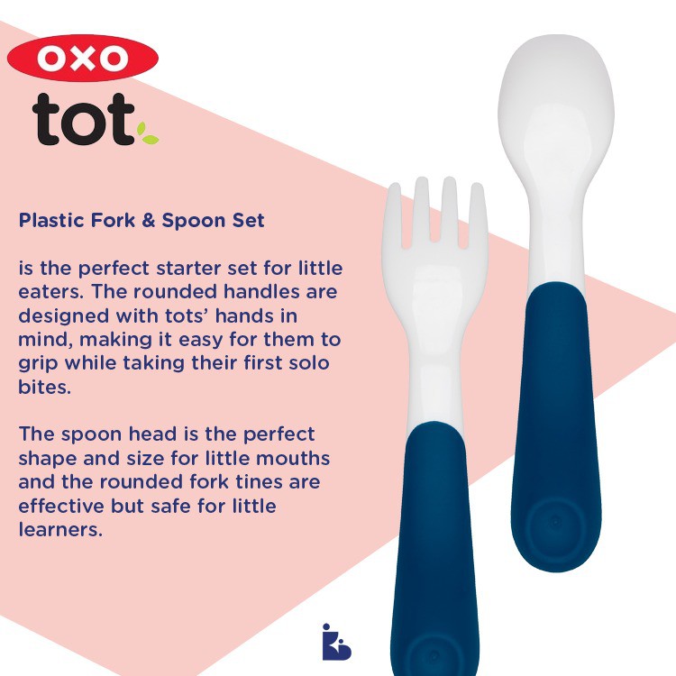 OXO Tot On-The-Go Plastic Fork &amp; Spoon Set With Travel Case | Set Sendok Bayi