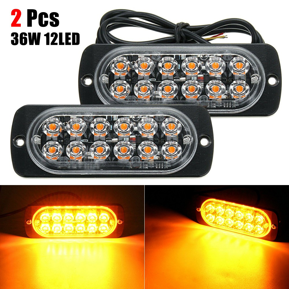 2Pcs Lampu LED 12SMD 36W Warna  Amber untuk Mobil Truk  