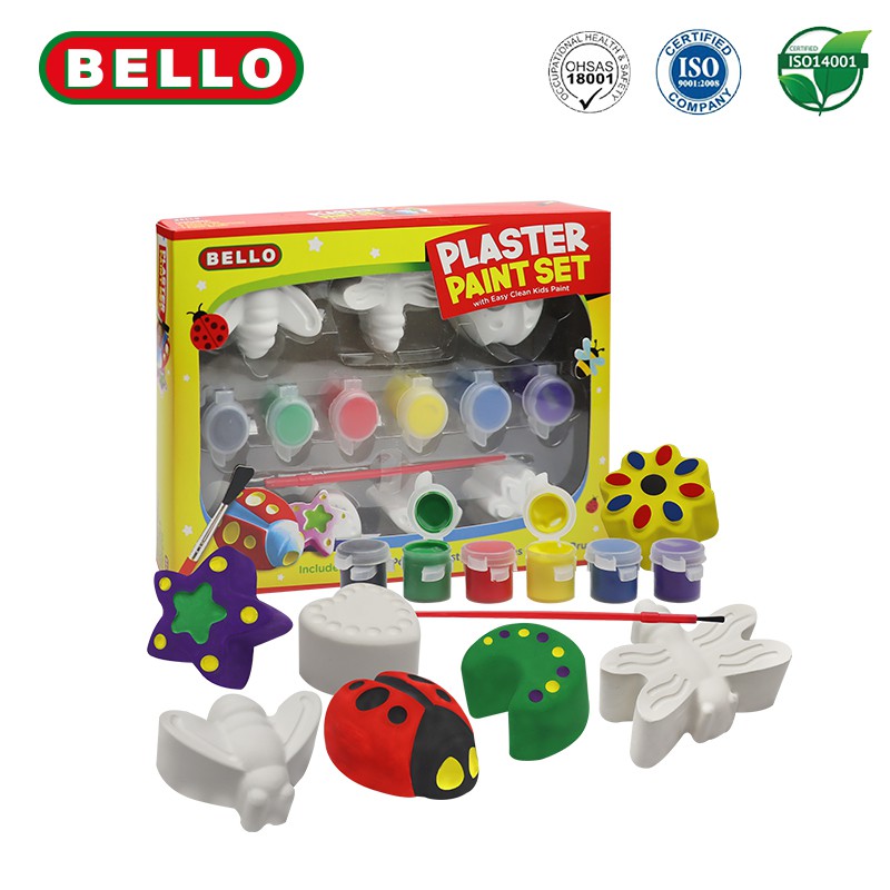 

BELLO PLASTER PAINT SET - Aktifitas Mewarnai Anak - Isi 7 Patung, Cat & Kuas