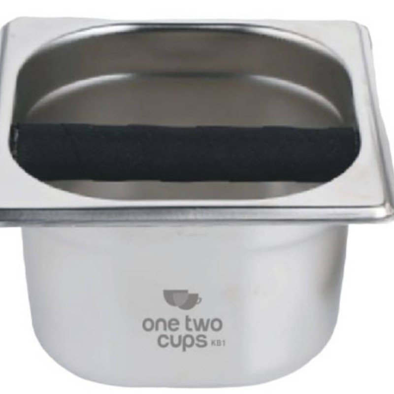 OneTwoCups Box Wadah Kopi Espresso Knock Box Container Barista -Silver