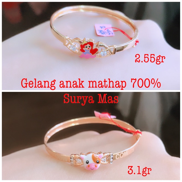 Gelang bulat anak emas 700%