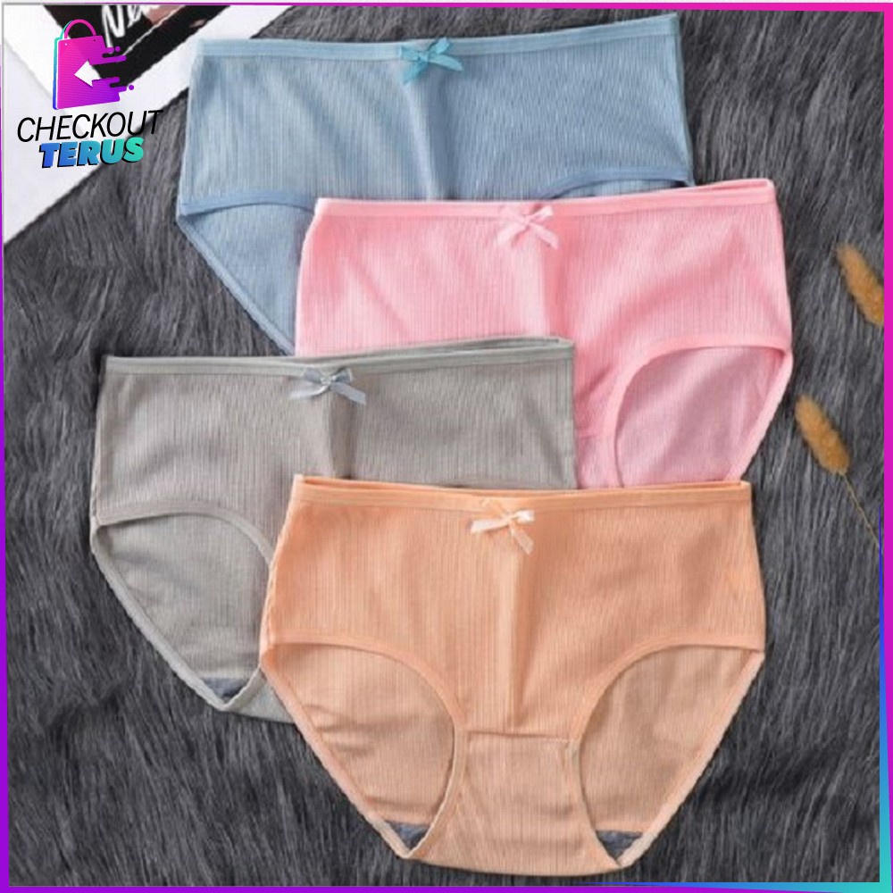 CT P84 CD Wanita Bahan Katun Pita Polos Celana Dalam Wanita Underwear Cewek Pakaian Dalam Wanita Sexy Kolor Wanita