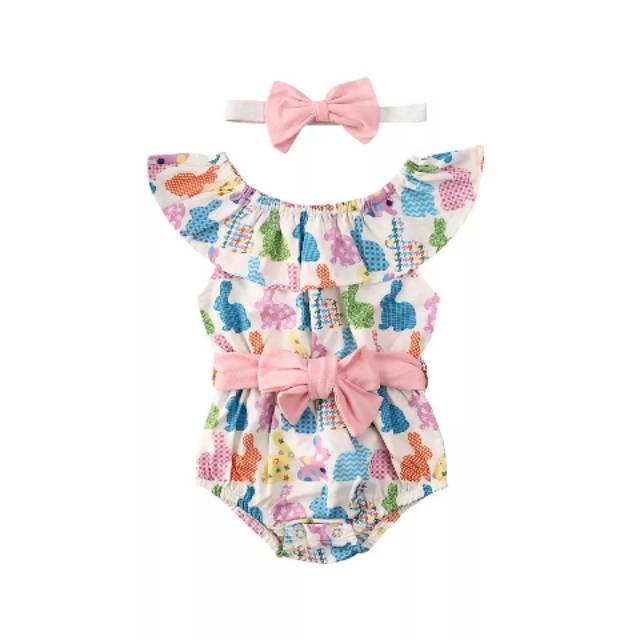 Baju bayi romper kelinci dengan headband for baby