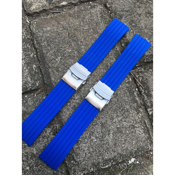 Strap Tali Jam Tangan Karet Ruber salur Biru