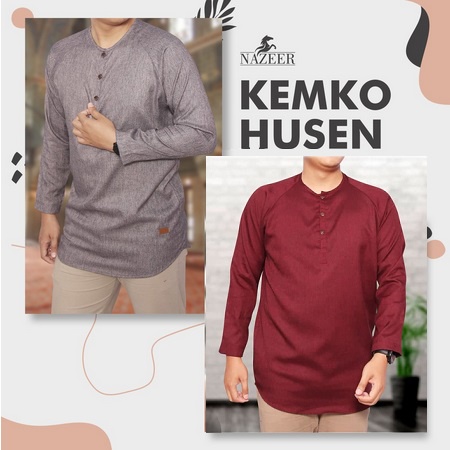 Kemeja Koko Pria Dewasa Model Husen - Kemeja Koko Lengan Panjang