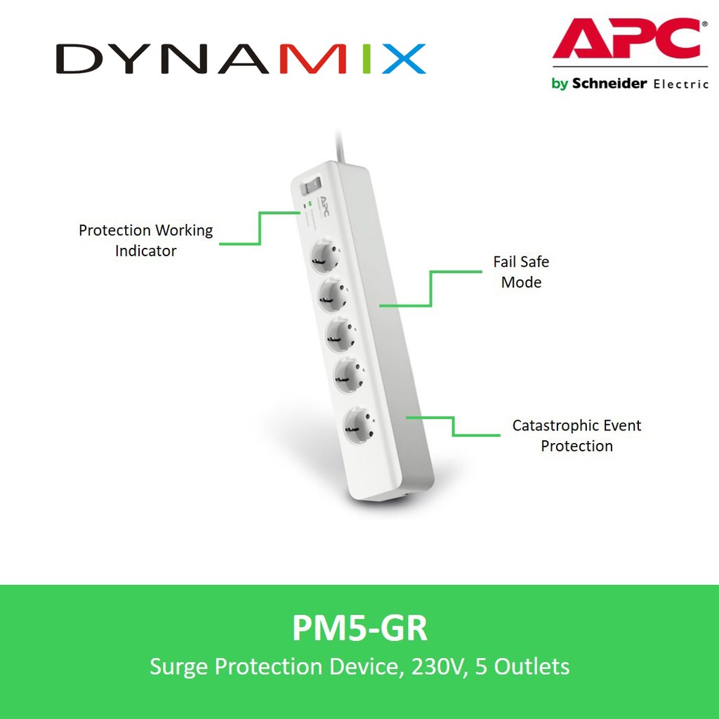 Colokan APC PM5-GR dengan Surge Protector Anti Petir Stop Kontak Multi stop kontak GARANSI RESMI | PM5GR