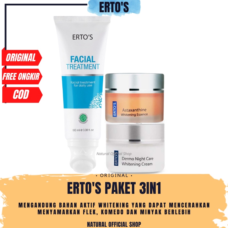 Ertos Paket Whitening Flek Hitam Komedo Dan Wajah Berminyak 3in1 ( Facial Treatment, Asta, NC)
