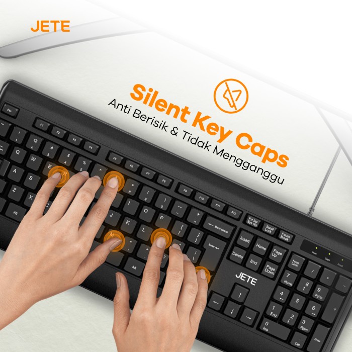 Keyboard USB Laptop Komputer JETE KB3 Silent Key Original Garansi 2 Th