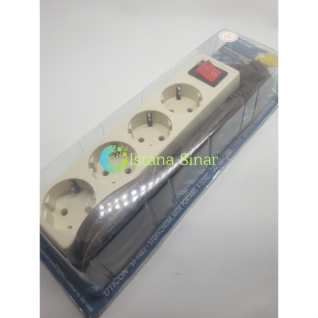 Uticon st 1482 st-1482 stop kontak 4 lubang switch 1,5 m meter