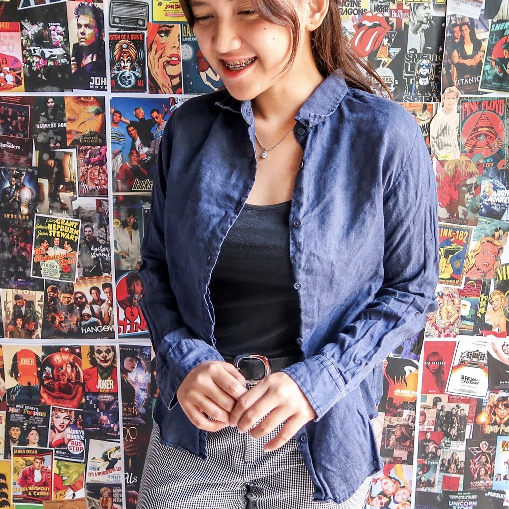 Kemeja Basic Uniqlo Atasan Wanita