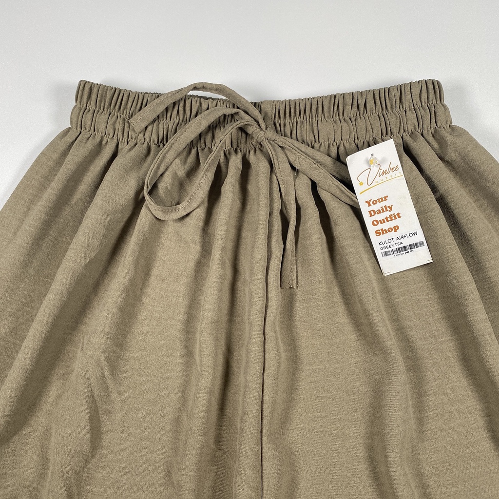 VIOLET HIGHWAIST LOOSE PANTS KULOT CRINCLE AIRFLOW-Greentea