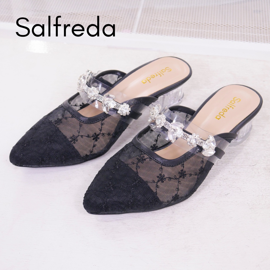 Sepatu Sandal Pesta Wanita Kondangan Elegan Terbaru Mewah Ori Import Impor Korea Brukat Hak Heels 3 cm Kaca Pernikahan Wedding Kantoran DV70001