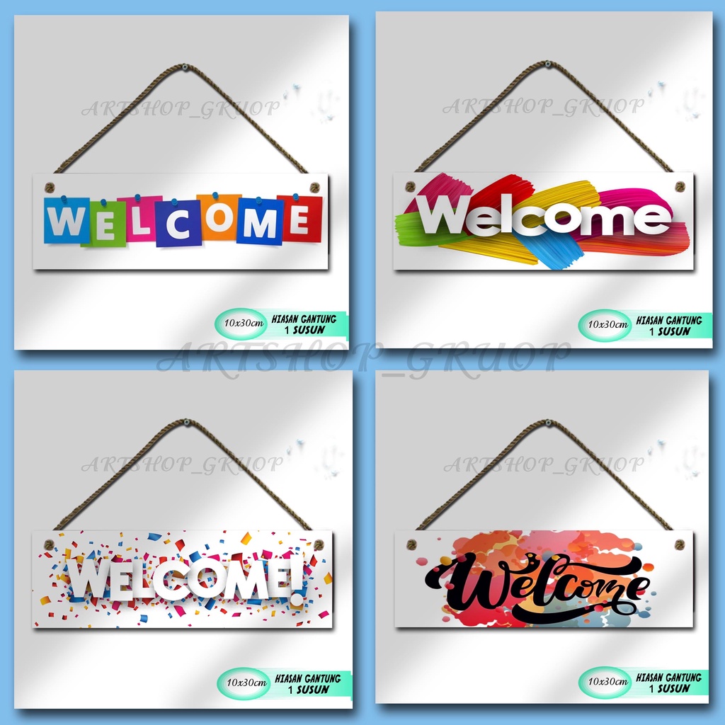 Hiasan dinding pintu WELCOME pajangan shabby walldecor poster kayu. pajangan rumah dekorasi