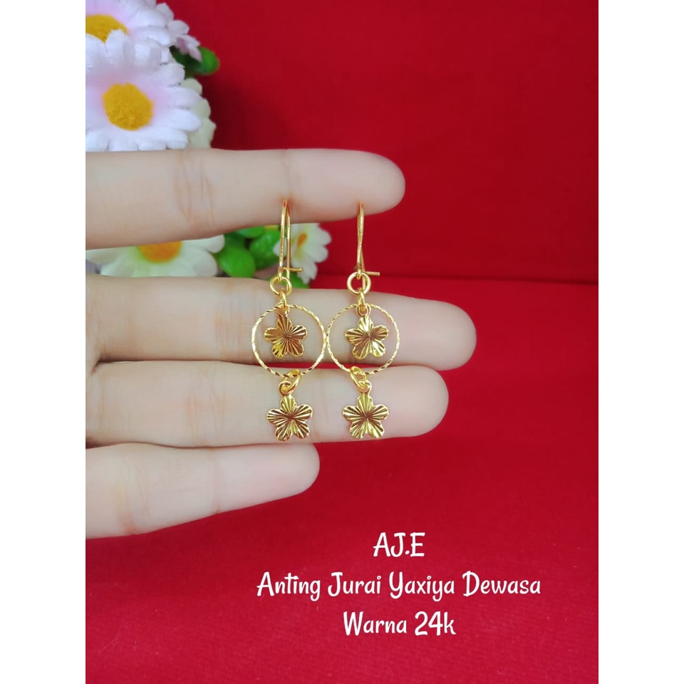 Anting Keping Daun Hongkong Lapis Emas 24k