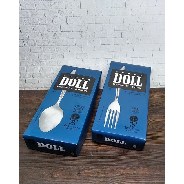 SENDOK & GARPU DOLL STAINLESS  6 PCS / 3 PASANG SENDOK DOLL GARPU DOLL SENDOK MAKAN STAINLESS GARPU 