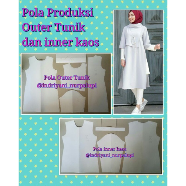 Pola Produksi Outer Tunik dan inner kaos manset - Pola Baju - Sewing Pattern