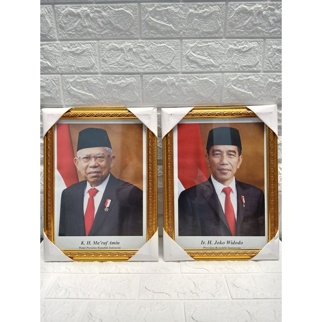 Pigura Foto Gambar Presiden Dan Wakil Hiasan Dinding Poster 1 Set Bahan Polyframe Fiber PRES DAN WAPRES