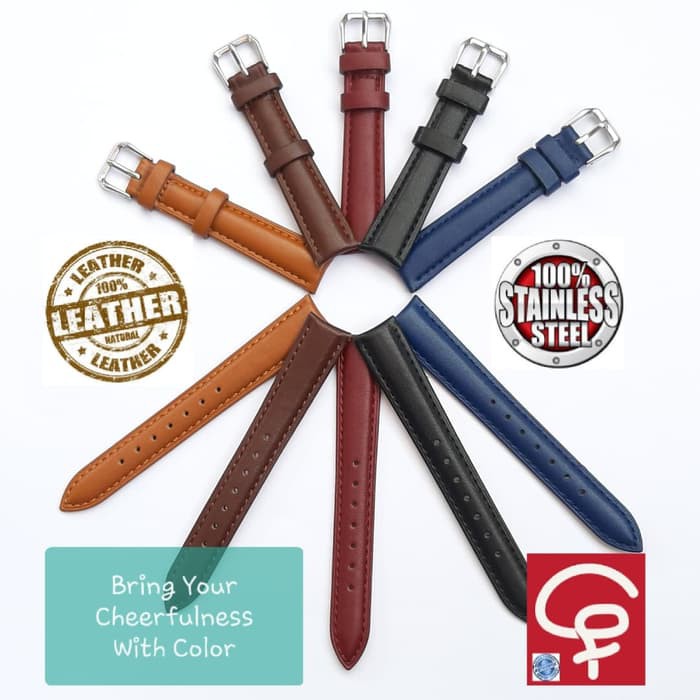 STRAP TALI JAM TANGAN LEATHER KULIT ASLI SILVER BUCKLE ALBA SEIKO AC - Hitam