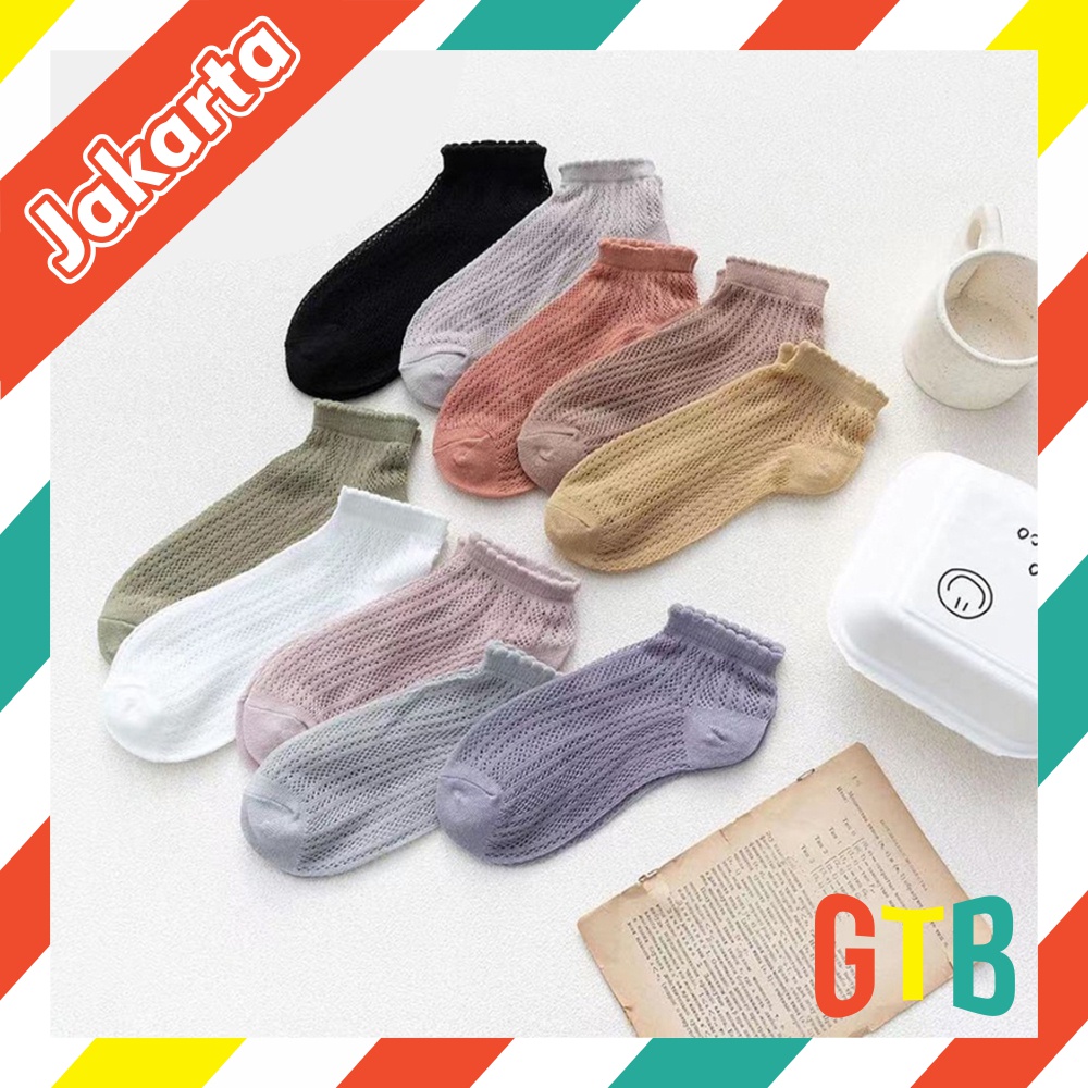 ❤GTB❤ Kaos Kaki Wanita Motif Polos Pattern Garis Fashion Korea Women Sock Import Murah KK006