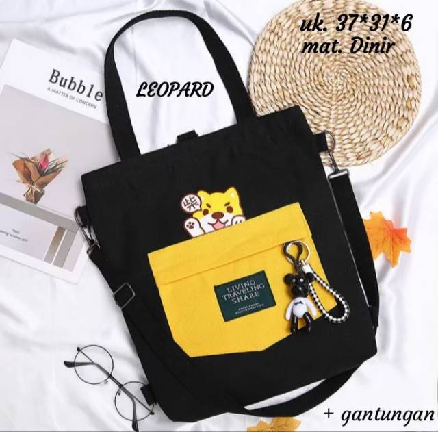 Tas Tote Wanita Kartun Dicetak Kawaii Lucu Zipper Besar Kapasitas In Siswa Kanvas Tote Tas Fashion