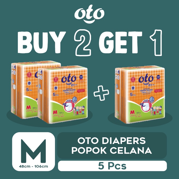 popok dewasa - kesehatan, diapers, perekat  RAK - OTO Diapers Adult Pants Popok Dewasa Celana Ukuran M isi 5 pcs BUY 2 GET 1