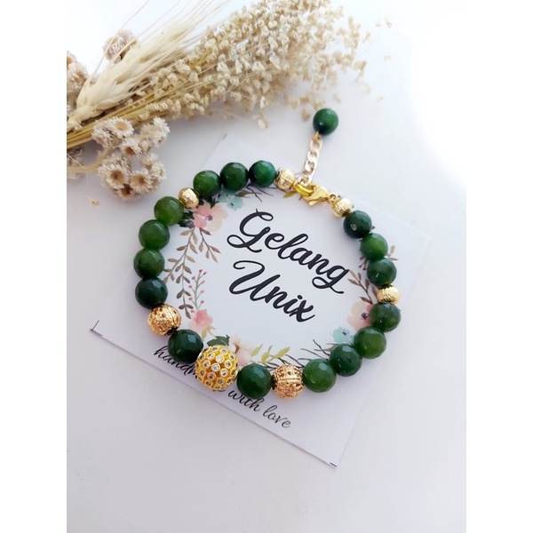 Gelang batu alam mix liontin bola