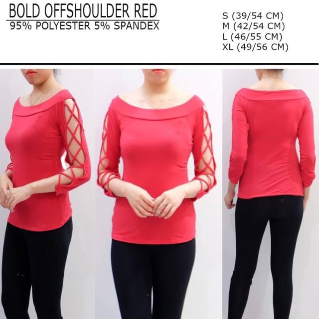 Baju branded- BOLD OFFSHOULDER RED