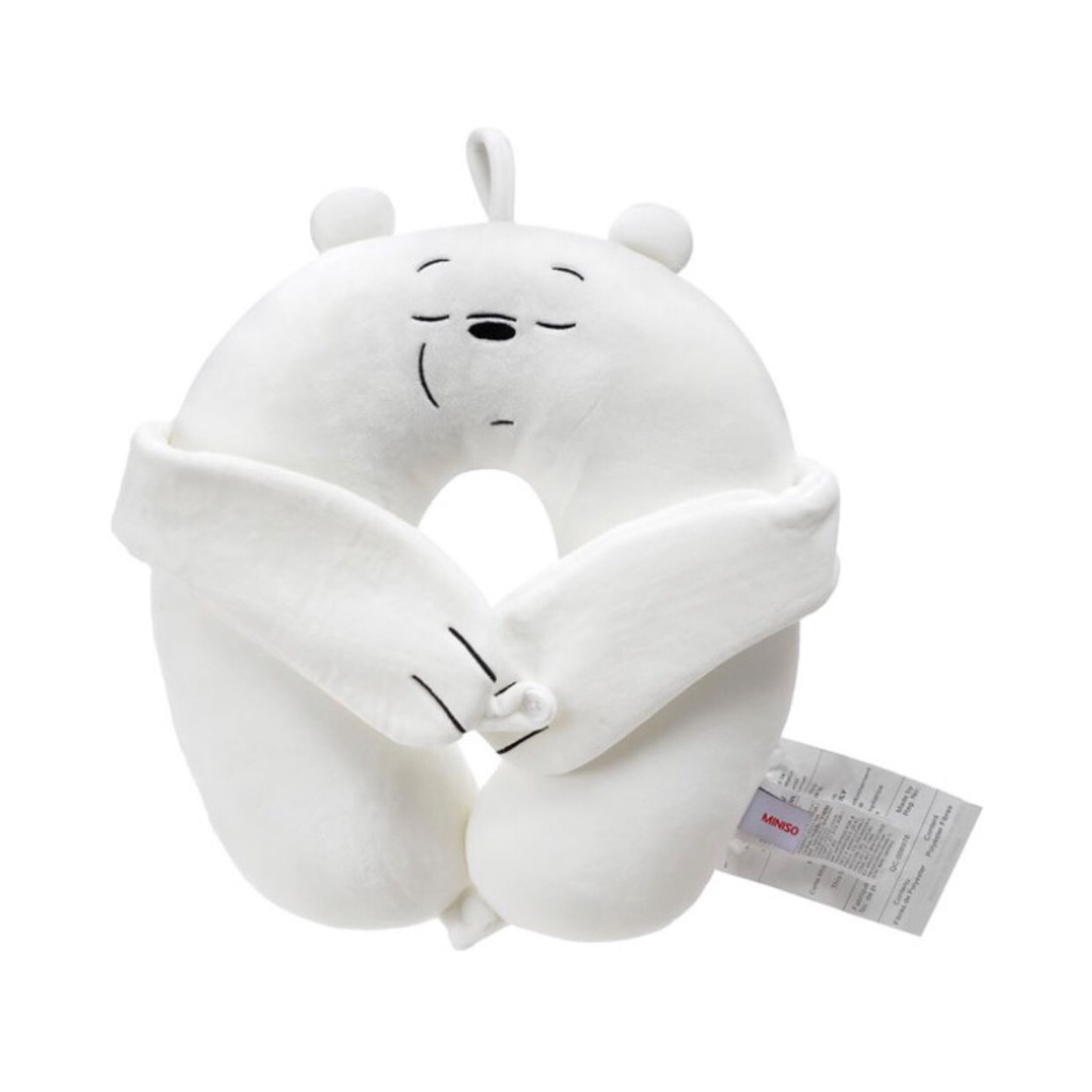 MINISO WE BARE BEAR U SHAPED PILLOW BANTAL LEHER WITH EYE MASK
