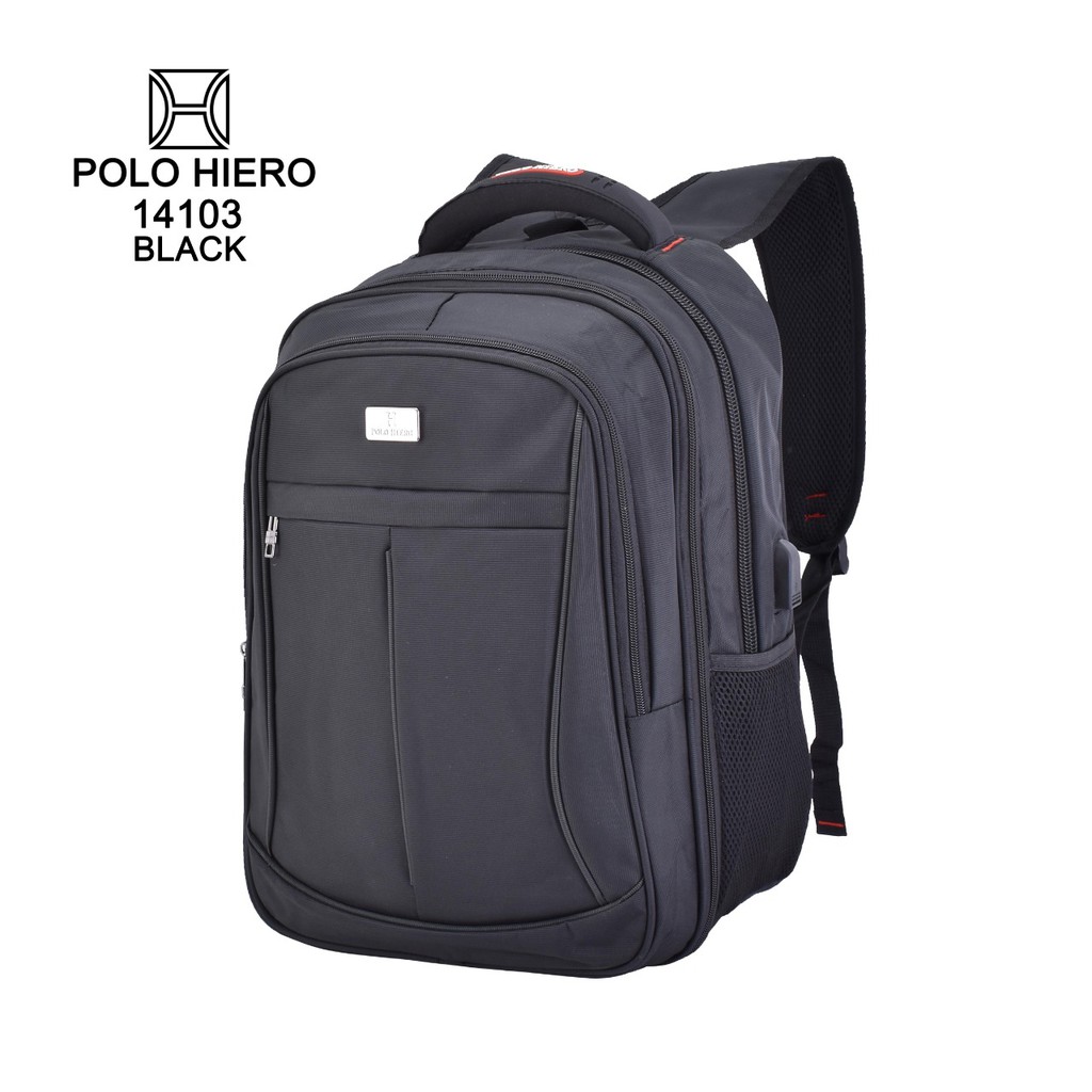 Ransel Backpack Sekolah Polo Hiero 14103 Tas Sekolah / Kuliah / Kerja, (Free Kabel USB + Rain Cover)