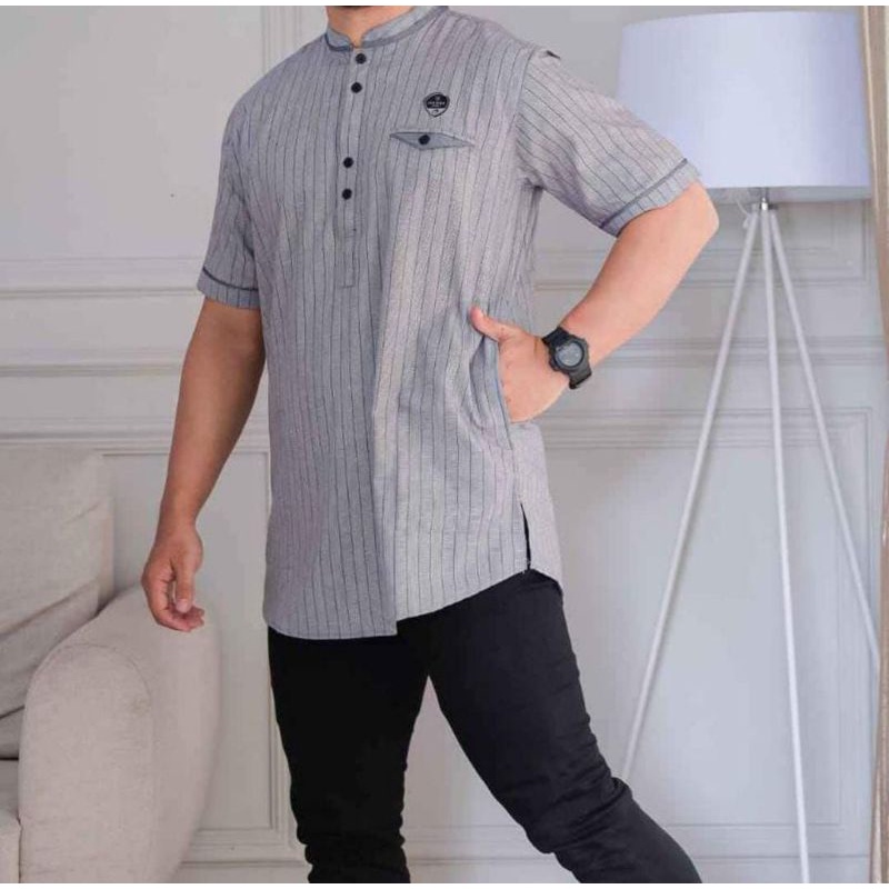 (BISA COD) Kurta Dewasa Motif Salur By ILNAAF | Gamis Pria