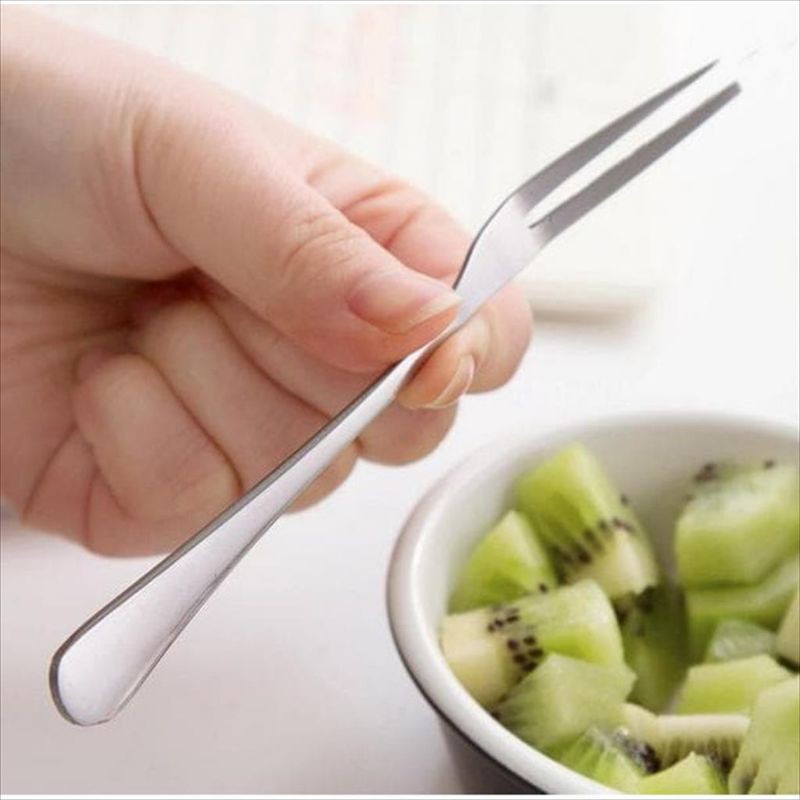 Garpu Buah Kue Kecil Dua Tusukan Stainless Steel Fruit Fork Cake