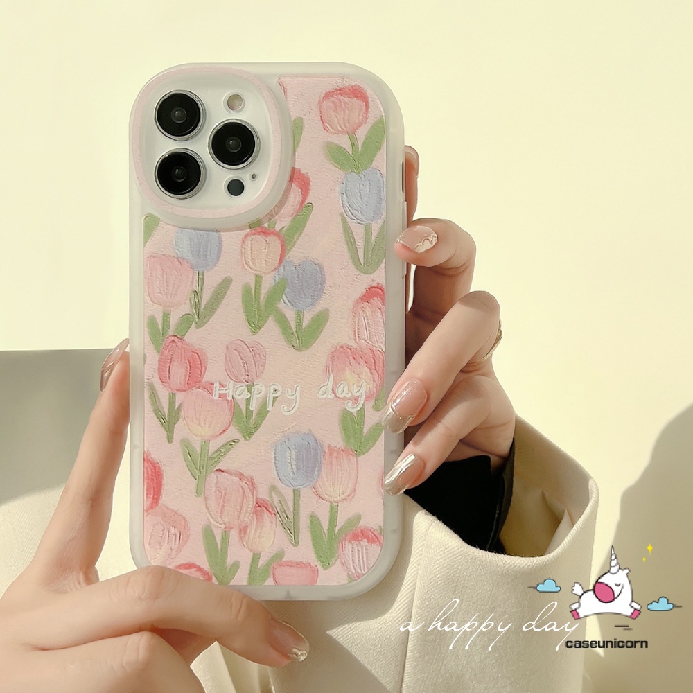 Flowers Case Samsung A13 A14 5G A04 A12 A04S M23 A03 A23 A33 A53 A73 5G A03s A22 A52 A72 A52s A51 A71 A50 A50s A30s A32 A31 A11 A20s S21 S22 Lukisan Minyak 3D Relief Tulip Soft Cover