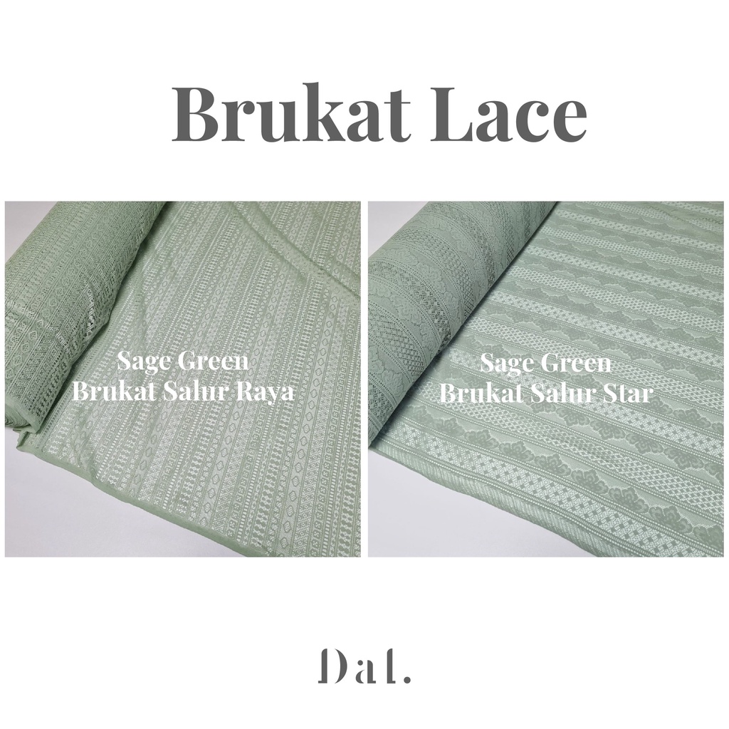 0,5m bahan kain brukat lace kebaya malika hijau sage green salur raya star rimba chantili soulmate