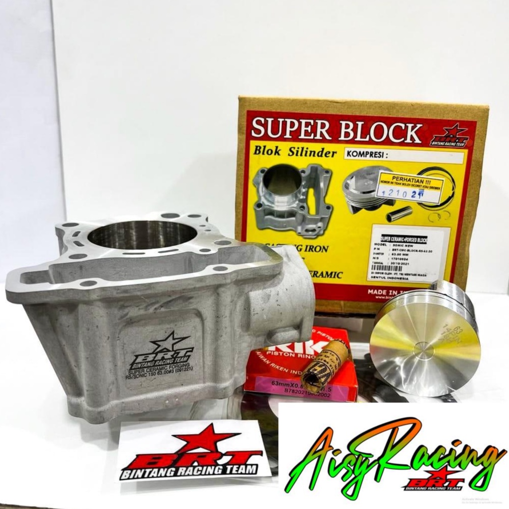 Paket Bore Up BRT Sonic FI CBR 150 R LED CB 150 R SUPRA GTR Blok Ceramic / Keramik Seher Piston 63mm