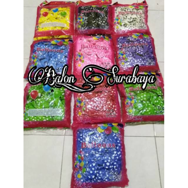 Balon Latex Polkadot Grosir 1 PAK (isi 100biji)