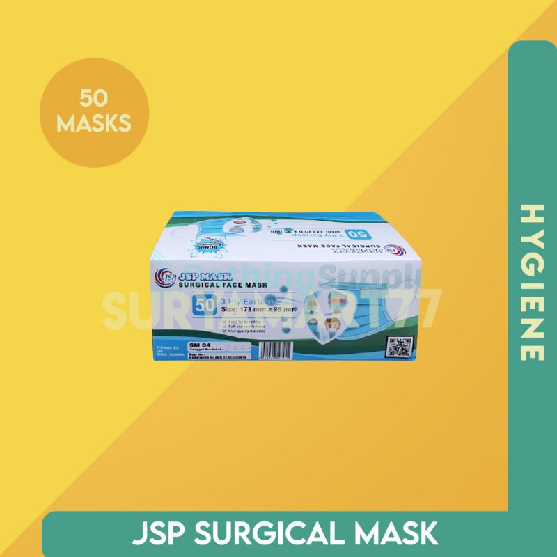 JSP SURGICAL FACE MASK / MASKER 1 BOX ISI 50 PCS
